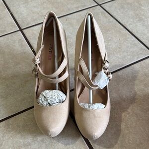 JustFab Women's Beige Heels with Straps